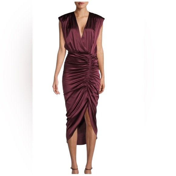 Veronica Beard Red Asymmetrical Ruched Cocktail Gown Size 2. #200 - Picture 1 of 14